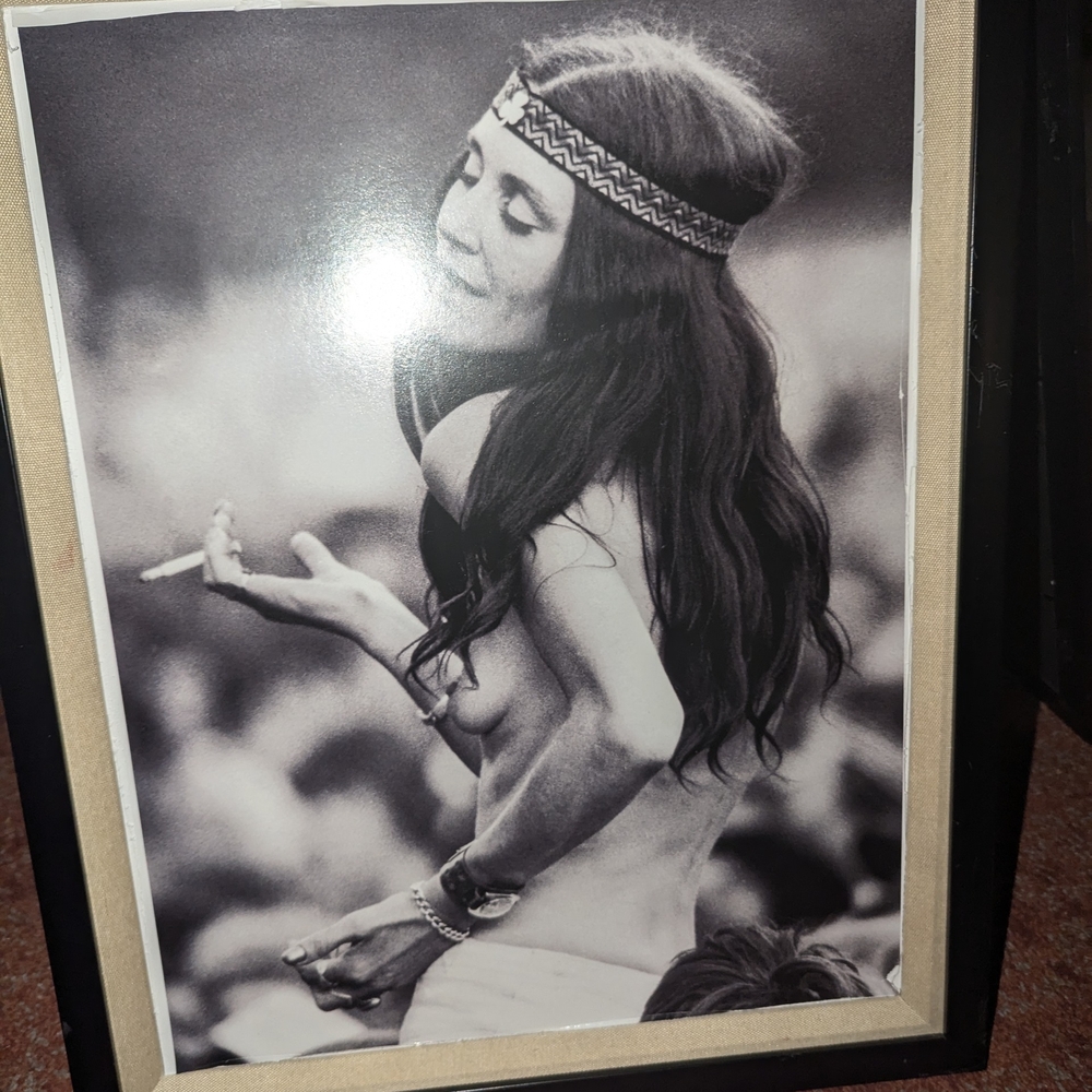 Retro 1960's Vintage Black and White  Hippy Chic Framed Art Print